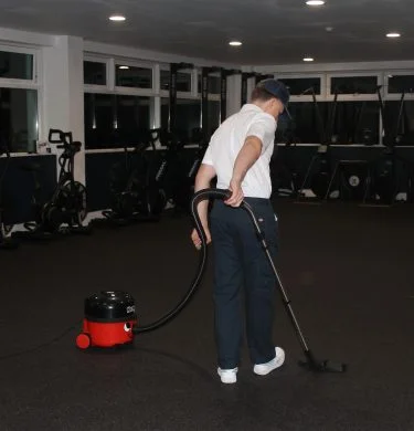 Cleaning a gym floor